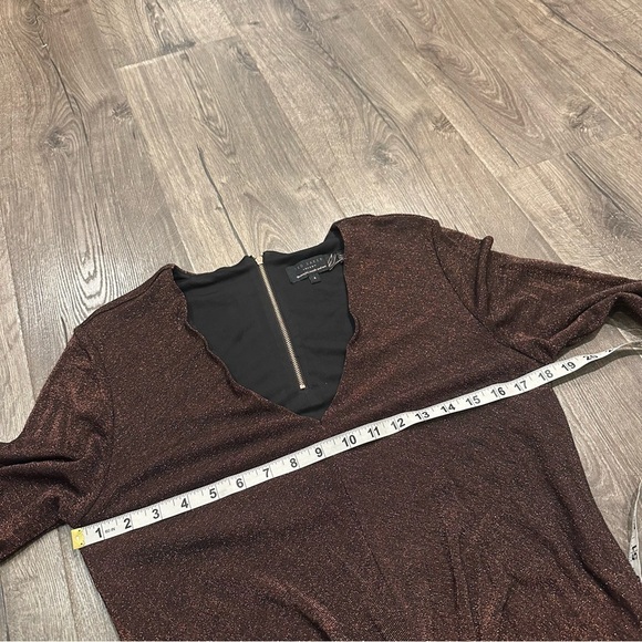 Ted Baker Dafney Metallic Long Sleeve Midi Dress 4 Us M $295 Twist Copper Brown - Picture 10 of 13